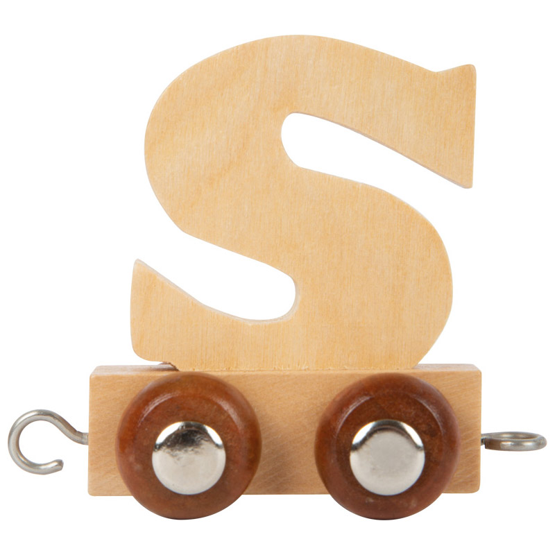 Wagon S en bois pour train de lettres, axes en métal