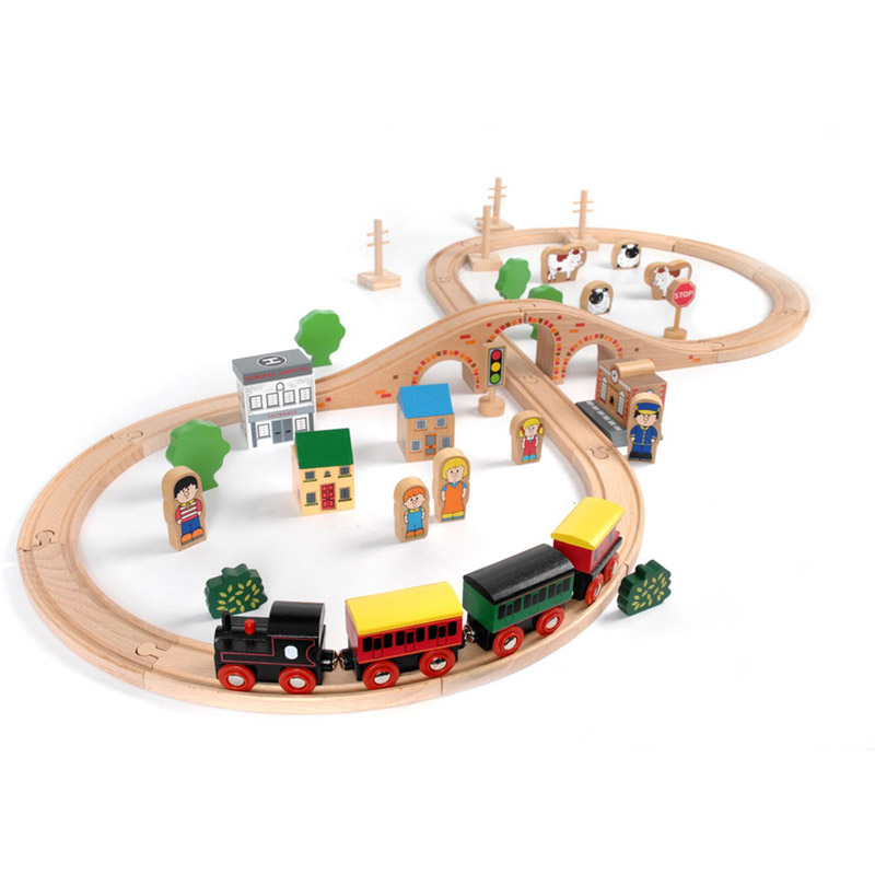 Circuit de train en bois - 50 pièces, TIDLO  La Boissellerie Magasin de  jouets en bois et jeux pour enfant & adulte