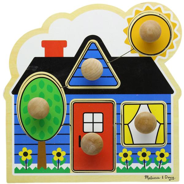 Puzzle en bois Les formes dans la maison avec gros boutons