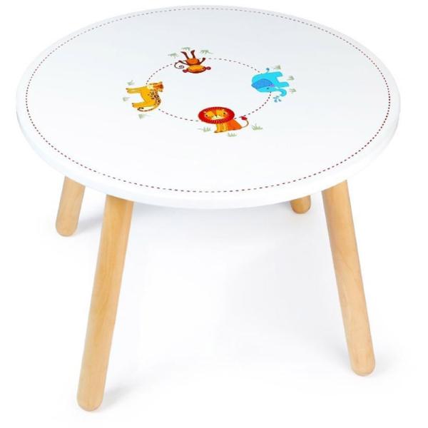 Table en bois pour enfants sur le thème de la jungle