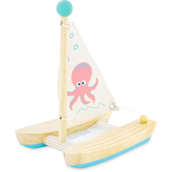 Catamaran, jouet voilier en bois