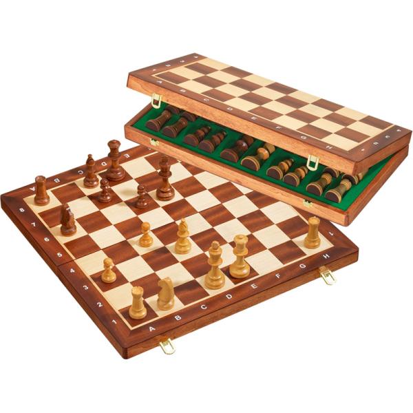 Coffret d'échecs de luxe en bois - cases de 50 mm