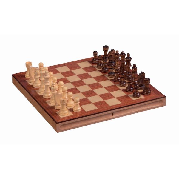 Coffret d'échecs pliant en bois - 28 cm
