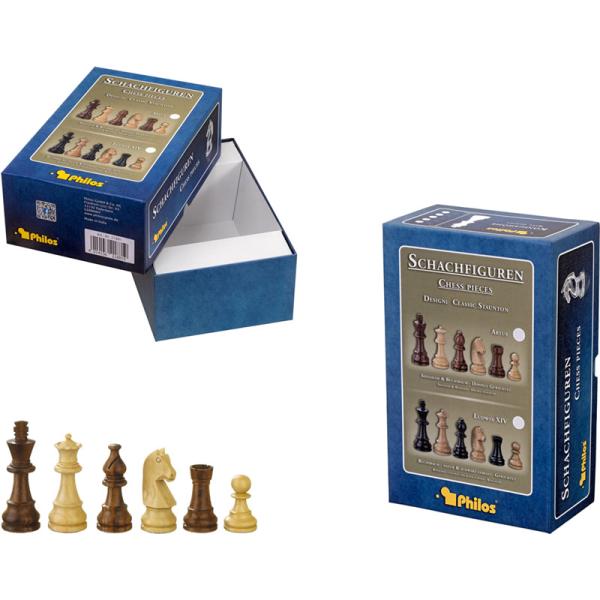 Jeu de pièces d'échecs en bois - roi 65 mm - plombées- boite carton