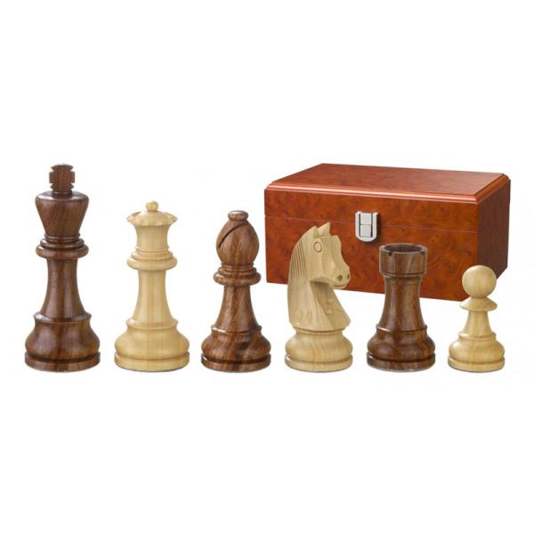 Jeu de pièces d'échecs en bois - roi 83 mm - plombées- rangé dans une boite en bois