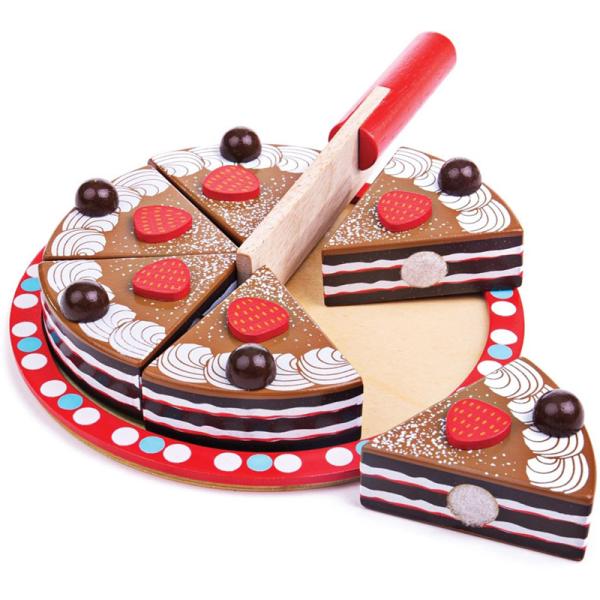 Jeu en bois dinette - Gâteau au chocolat à couper