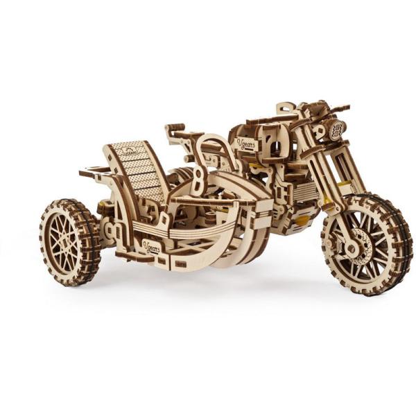 Maquette 3D en bois Moto avec Sidecar