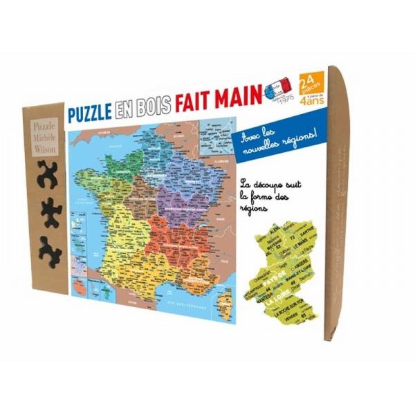 Puzzle en Bois - Carte de France (régions) - 24 Pièces