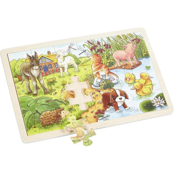 Puzzle en bois 24 pièces Les Bébés Animaux à La Mare