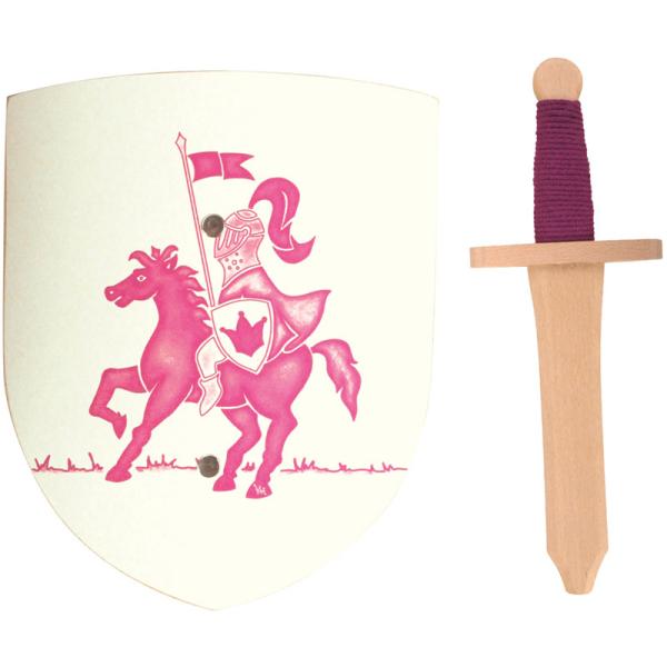 Set Amalia - Bouclier et épée rose en bois