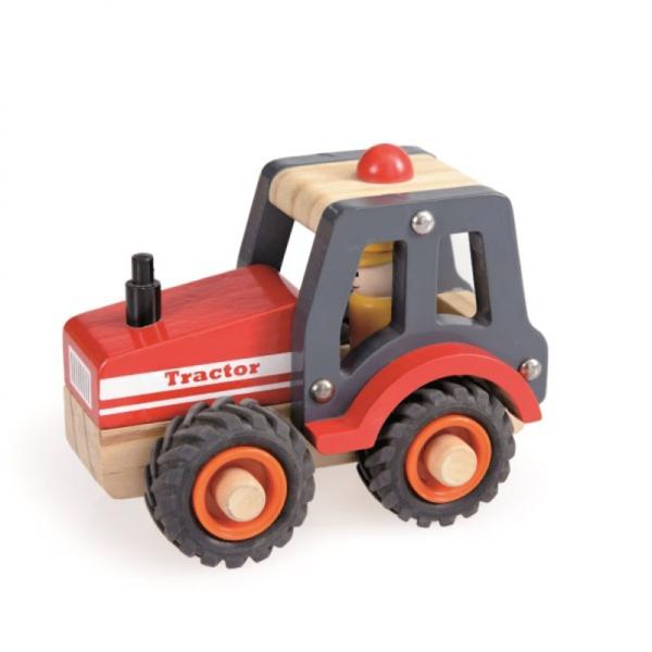 Tracteur en bois rouge - avec chauffeur