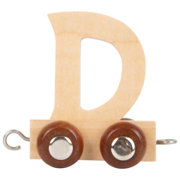 Wagon D en bois pour train de lettres, axes en métal