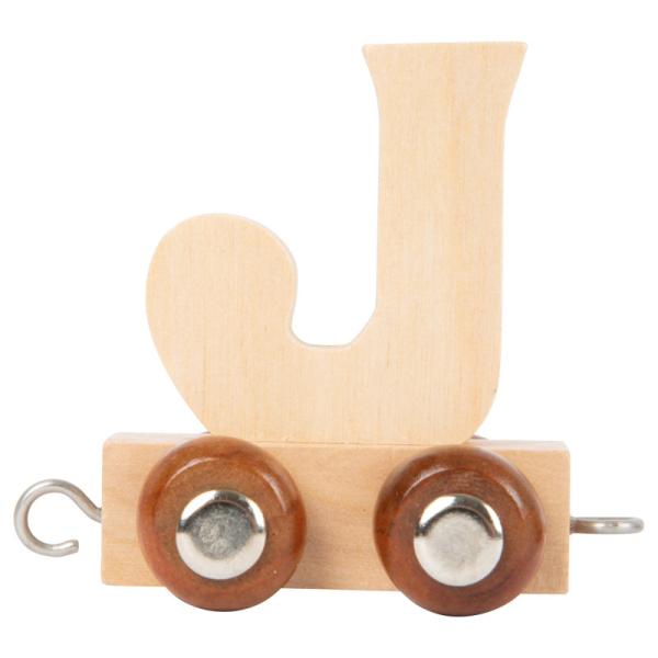 Wagon J en bois pour train de lettres, axes en métal