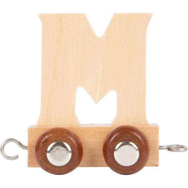 Wagon M en bois pour train de lettres, axes en métal