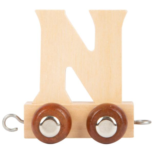 Wagon N en bois pour train de lettres, axes en métal