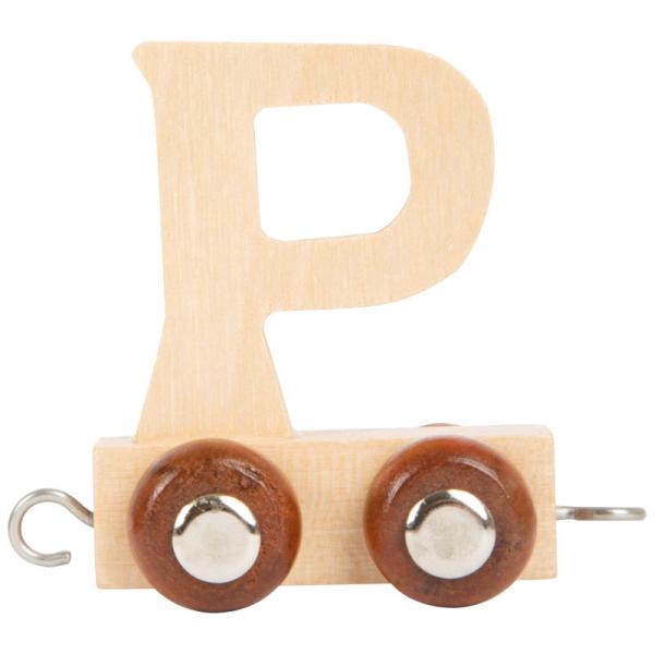 Wagon P en bois pour train de lettres, axes en métal