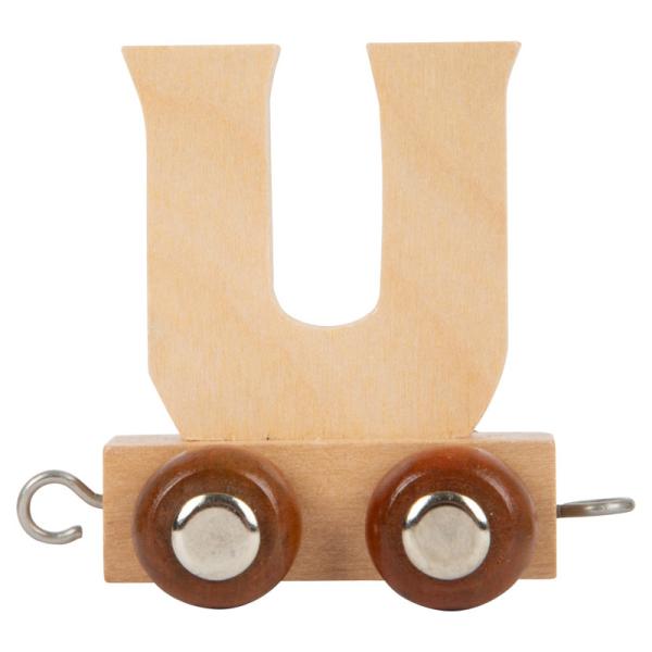 Wagon U en bois pour train de lettres, axes en métal