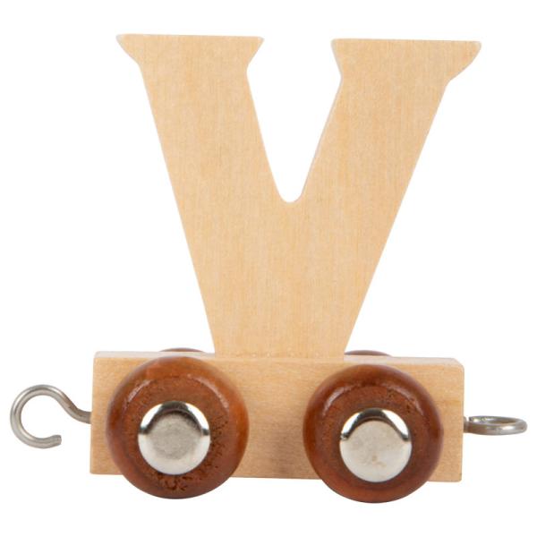 Wagon V en bois pour train de lettres, axes en métal