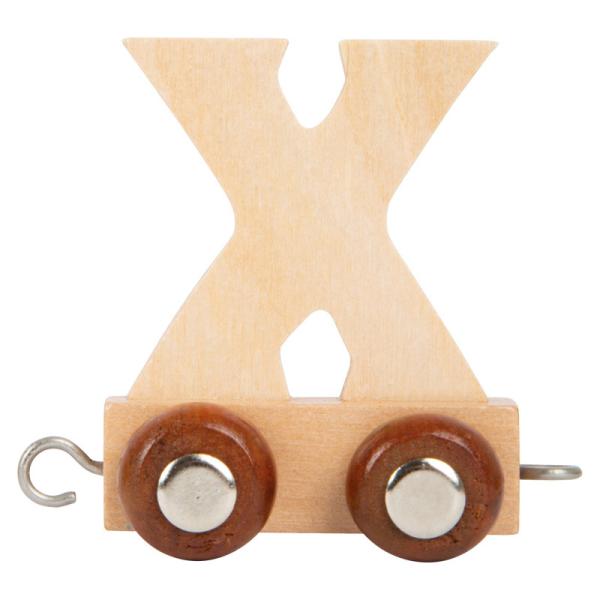 Wagon X en bois pour train de lettres, axes en métal