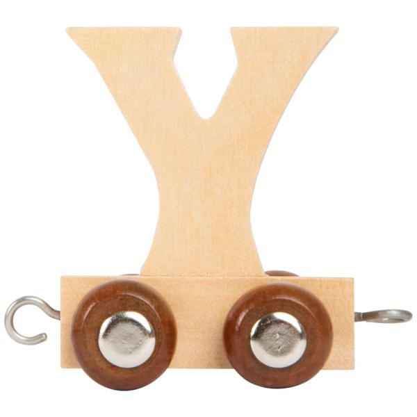 Wagon Y en bois pour train de lettres, axes en métal