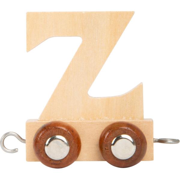 Wagon Z en bois pour train de lettres, axes en métal