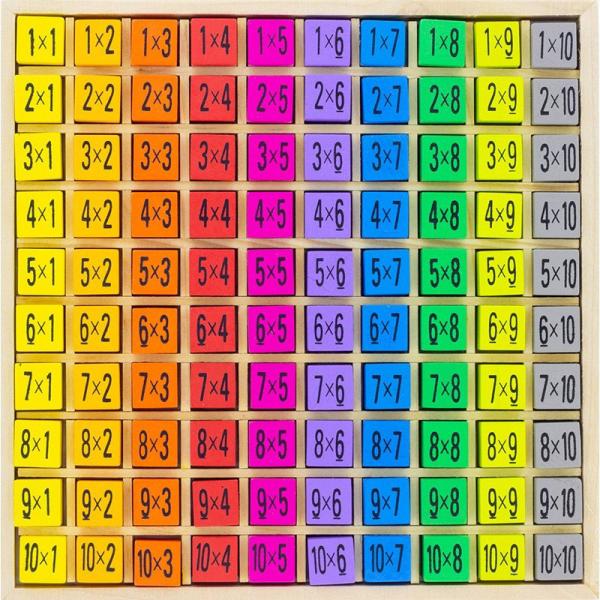 Table de multiplication 10 X 10, jeu éducatif en bois